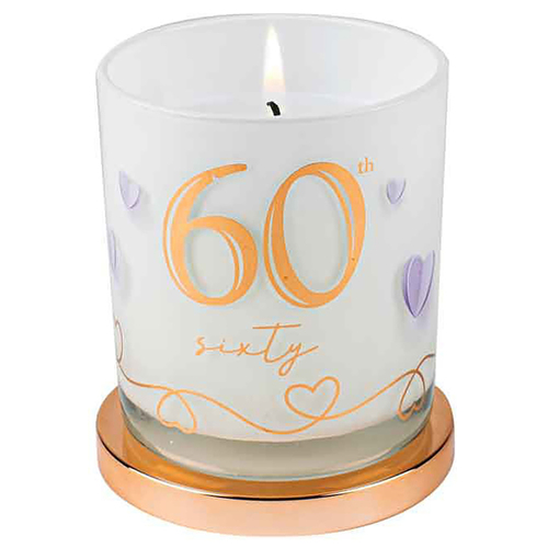 60th Candle Vanilla 45hr Burn Time 9 x 8cm Keepsake Gift Set