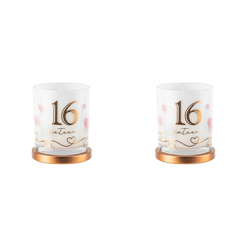 2PK 16th Candle Vanilla Scented 15-20hr Burn Time 9 x 8cm Gift Set