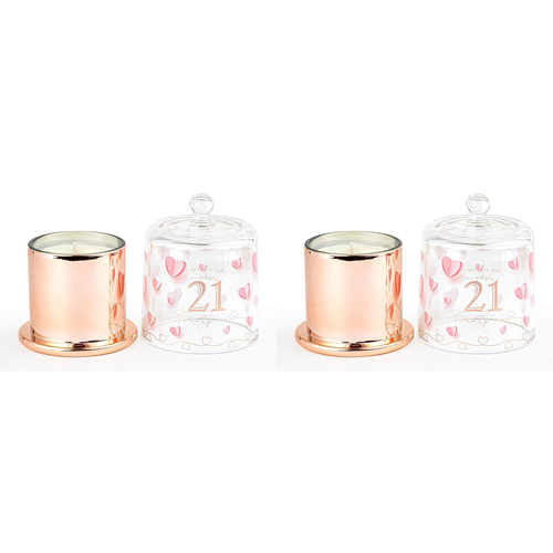 2PK 21st Paper Hearts Candle w/ Glass Cloche Vanilla Scent 45hr Burntime