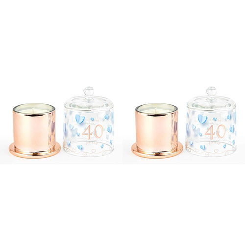 2PK 40th Paper Hearts Candle w/ Glass Cloche Vanilla Scent 45hr Burntime