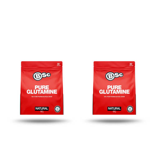2PK BSc Pure Glutamine Powder 100% Pharmaceutical Grade 30 Serves 120g Unflavoured 