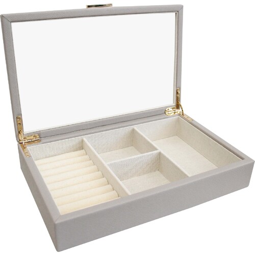 LVD MDF Glass 29.5x19cm Jewellery Box Storage Rectangle Large - Taupe