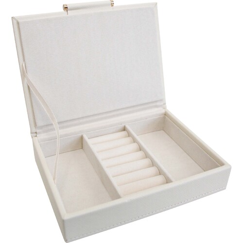 LVD MDF 17.5x13.5cm Jewellery Box Storage Low Rectangle - Ivory
