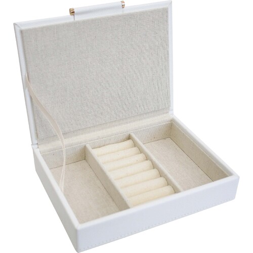 LVD MDF 17.5x13.5cm Jewellery Box Storage Low Rectangle - White