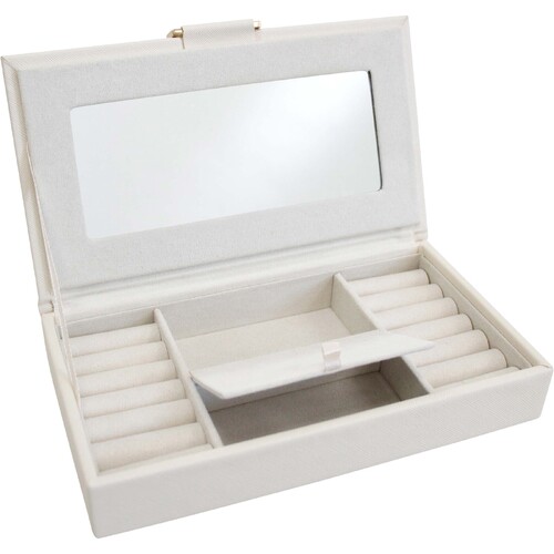 LVD MDF Glass 21x12.5cm Jewellery Box Storage Rectangle - Ivory