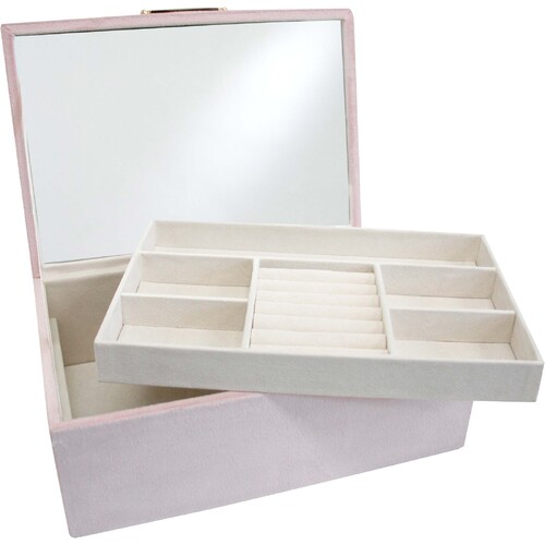 LVD MDF Glass 25x17cm Velvet Jewellery Box Rectangle Large - Musk