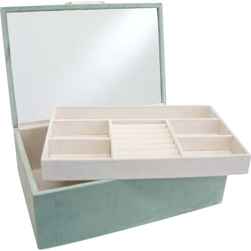 LVD MDF Glass 25x17cm Velvet Jewellery Box Rectangle Large - Dew
