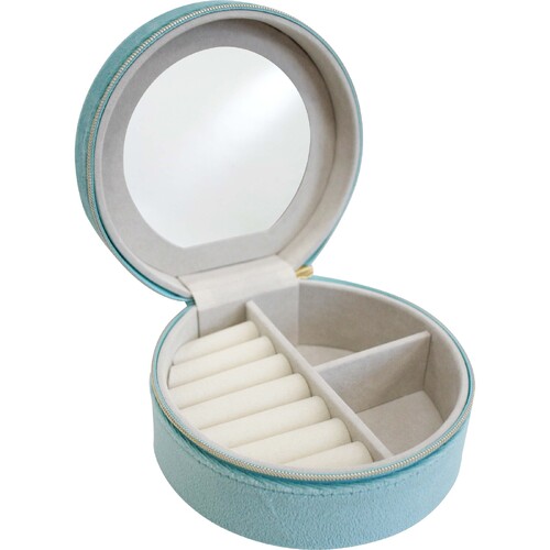 LVD MDF Glass 12.5x12cm Mini Jewellery Case Round - Ocean