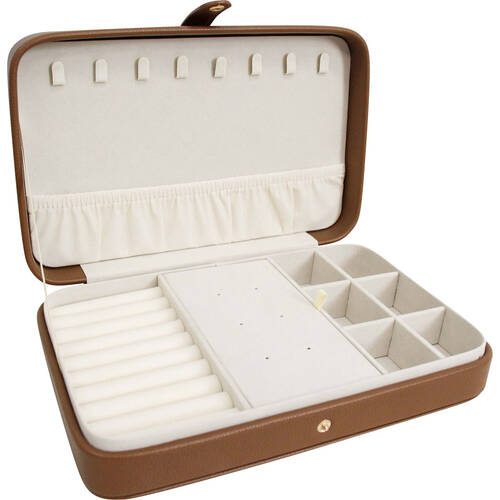 LVD Jewellery Travel Box Storage Organiser 25.3x16.1cm - Tan