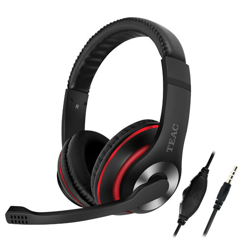 Teac Wired Gaming Headset w/Mic - Black/Red/Silver