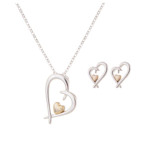 Gibson Gifts Equilibrium Nan Silver/Gold Necklace & Earrings Set