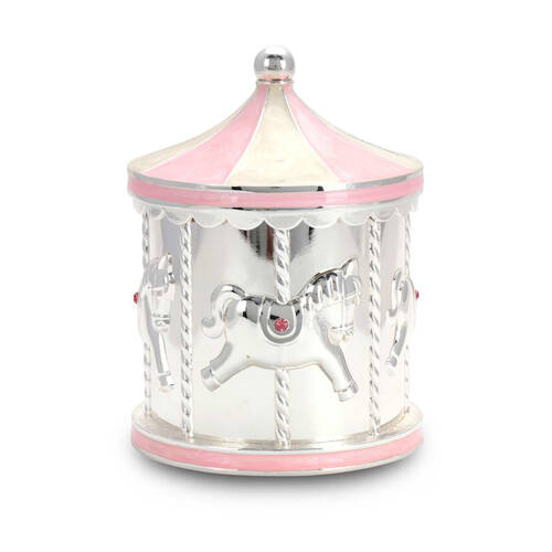 Gibson Gifts Baby Girl Carousel Money Bank Tabletop Decor - Pink