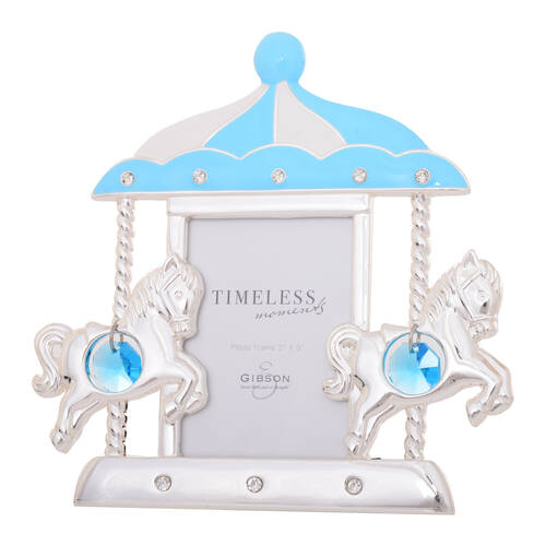 Gibson Gifts Baby Boy Carousel Photo Frame 2x3'' Decor - Blue