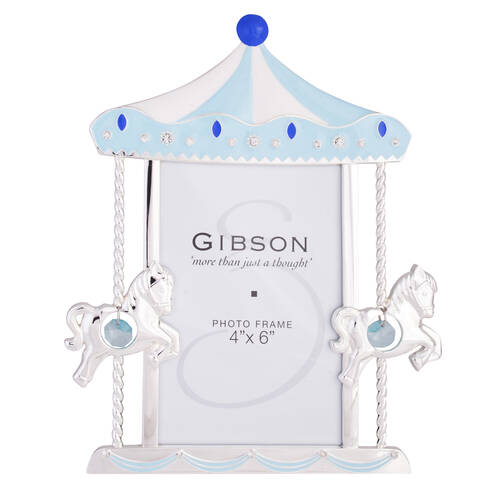 Gibson Gifts Baby Boy Carousel Photo Frame 4x6'' Decor - Blue
