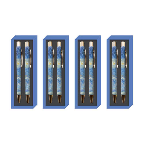 4x 2pc Gibson Gifts Starry Night Pen Stationery Writing Set - Blue