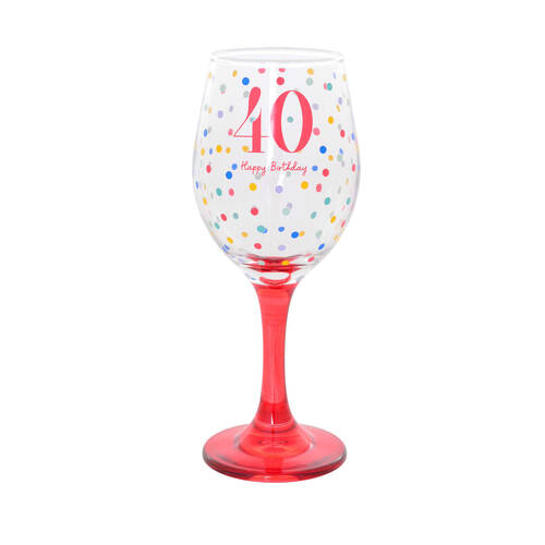 Gibson Gifts 40 Birthday Party Wine Glass Drinkware - Red