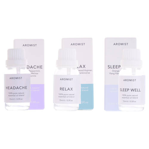 3pc Gibson Gifts Aromist Oil 15ml Headache/Relax/Sleep Well Combo Set
