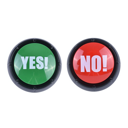 Living Today Yes! and No! Sound Effect Novelty Joke Buttons 8+
