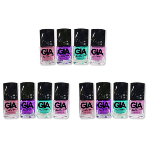 3PK 4x 15ml GIA Quick Dry Nail Polish Lacquer Classic Collection Mix1