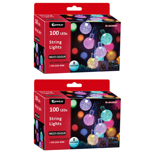 2PK Sansai 100 LED Bubble String Lights - Multicoloured