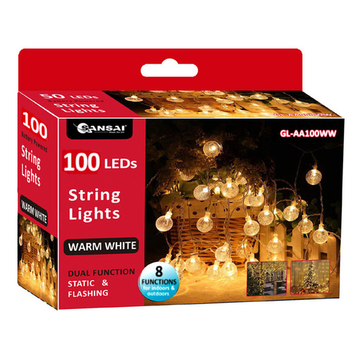 Sansai 100 LED Bubble String Lights - Warm White