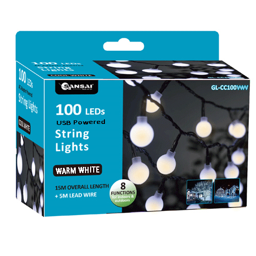 Sansai 100 LED Battery Powered String Lights Warm White