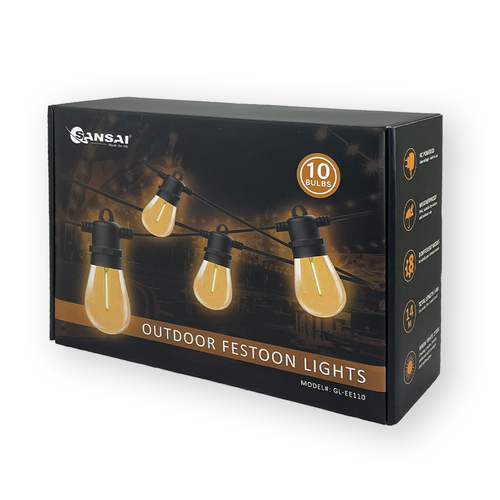 Sansai 10 Bulb LED Festoon Outdoor String Lights 14m Warm White