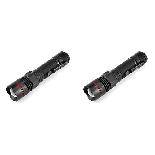 2PK Sansai Tactical Grade Rechargeable Water Resistant 5W LED Torch 29x25.5x117mm