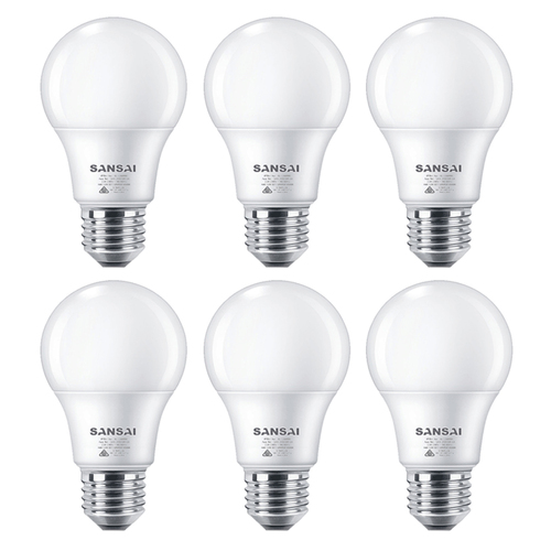6PK Sansai LED Light Bulb A60 12W E27 Cool White