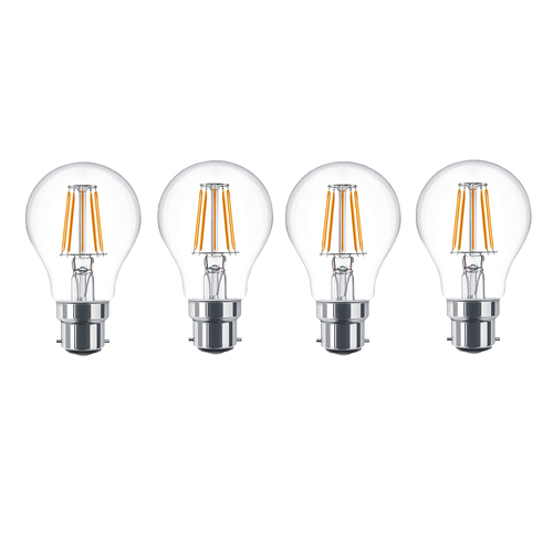 4PK Sansai LED Filament Light Bulb A60 8W B22 Warm White
