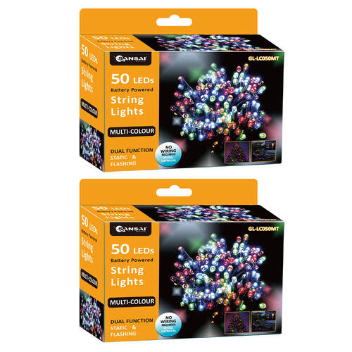2PK Sansai 50 LED String Lights - Multicoloured