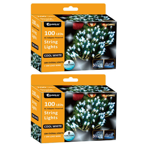 2PK Sansai 100 LED String Lights - Cool White