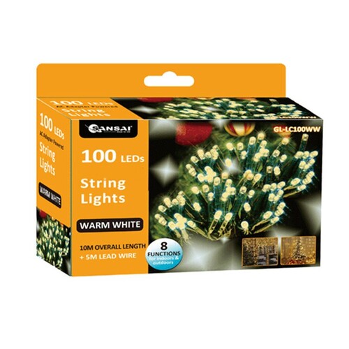 Sansai USB Powered 100 LED 10m Party Lights - Warm White
