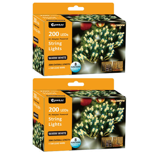 2PK Sansai 200 LED String Lights - Warm White