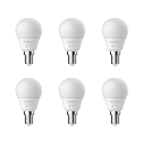 6PK Sansai LED Fancy Round Light Bulb G45 5W E14 Cool White