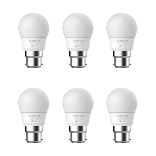 6PK Sansai LED Light Bulb G45 5W B22 Cool White