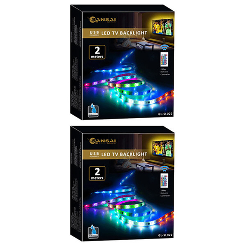 2PK Sansai USB Powered RGB LED TV Backlight