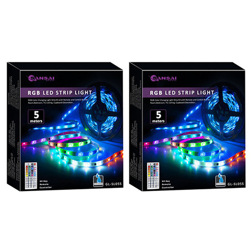2PK Sansai USB Powered RGB LED Strip Light - 5M