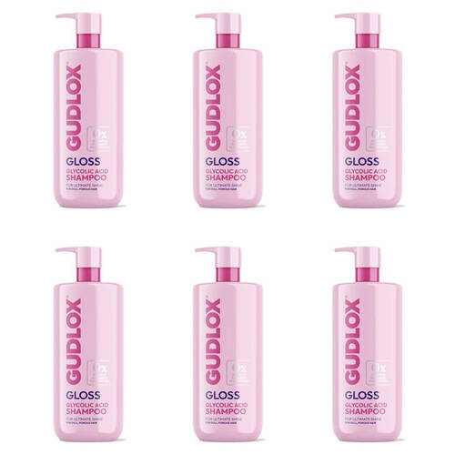 6PK Gudlox Gloss Glycolic Acid Shampoo For Dull & Porous Hair Treatment 400ml