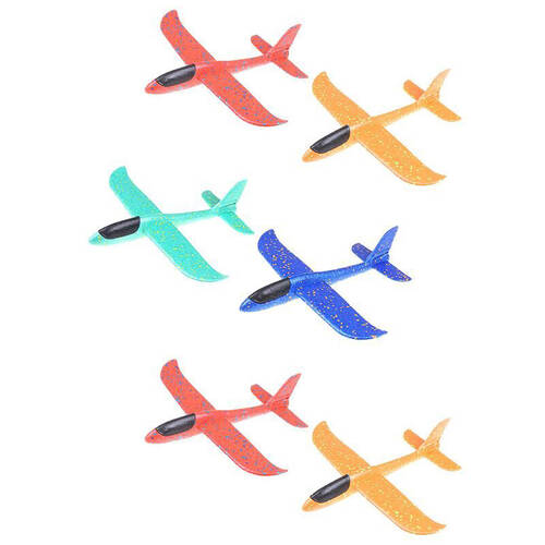 6PK Kids Glider Foam Plane Outdoor Hand Throwing Toy Assorted 48cm 3y+