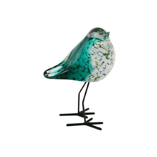 Darlin Narla The Standing Glass Bird Figurine Sculpture 14.5x11.5cm Green