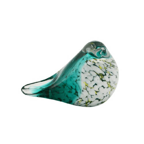 Darlin Narla The Sitting Glass Bird Figurine Sculpture 7.5x11.5cm Green