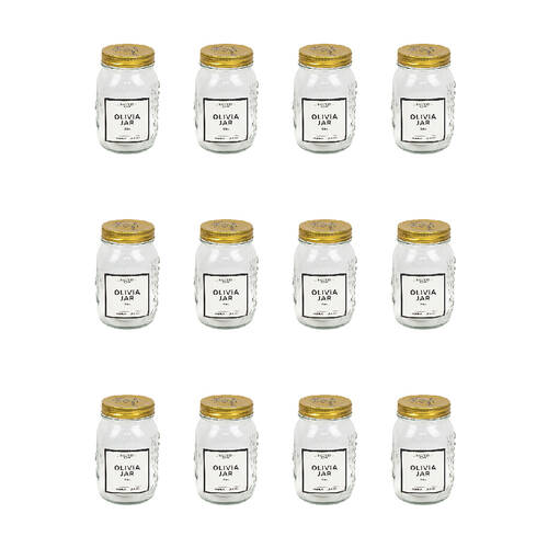 12PK The Styled Room 500ml Glass Olivia Preserving Jar - Clear/Gold