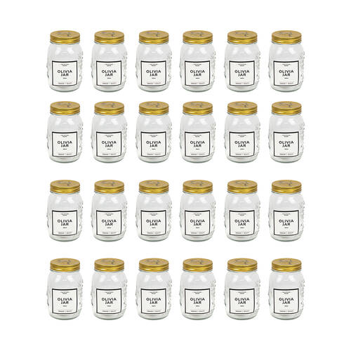 24PK The Styled Room 500ml Glass Olivia Preserving Jar - Clear/Gold