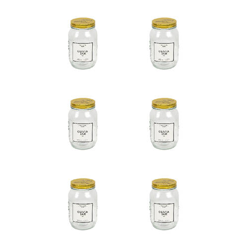 6PK The Styled Room 1000ml Glass Olivia Preserving Jar - Clear/Gold