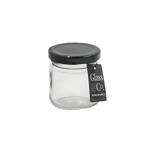 60PK Glass & Co 80ml Round Glass Jar Assorted - Black/Gold/White