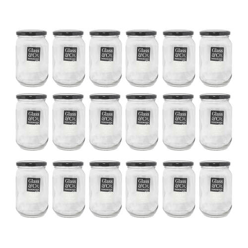 18PK Glass & Co 700ml Cleo Round Large Glass Jar Assorted - Black/Gold/White