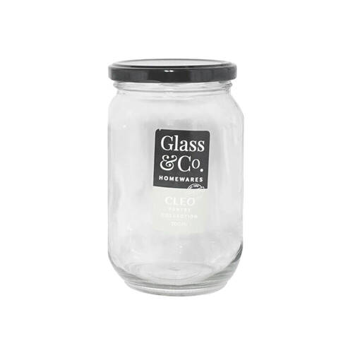 36PK Glass & Co 700ml Cleo Round Large Glass Jar Assorted - Black/Gold/White