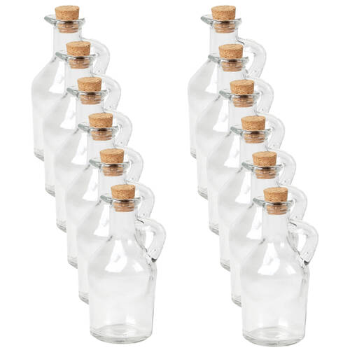 12PK Glass & Co Mini Round Push Cork Lid Storage Bottle Jug 175ml Clear