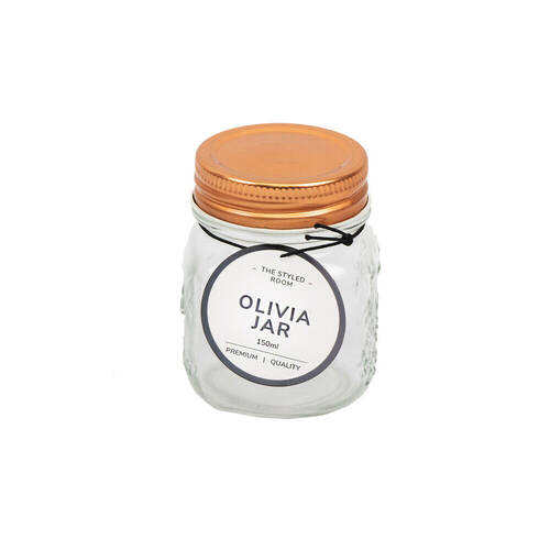 36PK The Styled Room 150ml Olivia Glass Preserve Jar - Clear/Gold